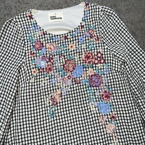 Savanna Jane Dress S Gingham Printed Floral Embroidered Bohemian Shift Lined